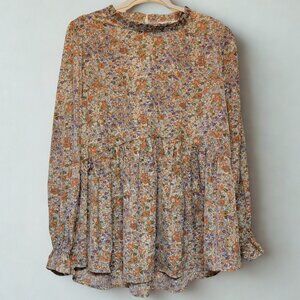 Chic Soul Floral Babydoll Blouse (Size: 1X)